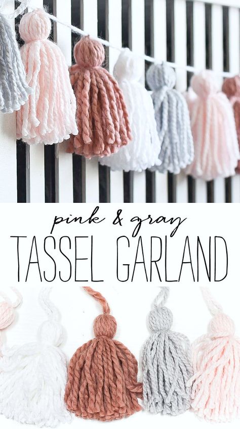 Diy Yarn Tassel, Tassel Garland Diy, Yarn Tassel Garland, Diy Tassel Garland, Tassels Tutorials, How To Make Garland, Yarn Tassel, Wal Art, How To Make Tassels