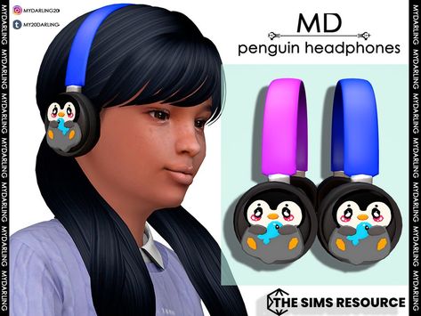 The Sims Resource - penguin headphones Child Cat Headband, Sims 4 Download, Sims 4 Children, The Sims 4 Download, Sims 1, Bear Ears, Sims Community, Ts4 Cc, Electronic Art