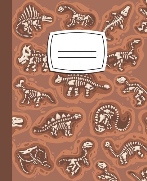 Cute Notebooks Aesthetic, Notebook Page Design, Dinosaur Notebook, Wide Ruled Notebook, Digital Notebook Cover, Goodnotes Cover, Fossil Dinosaur, Notebook For School, Binder Cover Templates