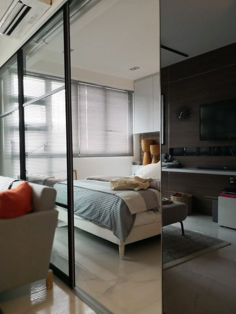 Hdb 2 Room BTO at Sengkang Fernvale Riverwalk. Home of and design by the owner of this Pinterest account 2 Room Bto Hdb Design, 2 Room Flexi Bto Design, Bto Hdb, Hdb Renovation, Hdb Interior, Small Bedroom Storage, Small Apartment Interior, Small Apartment Design, Bedroom Deco