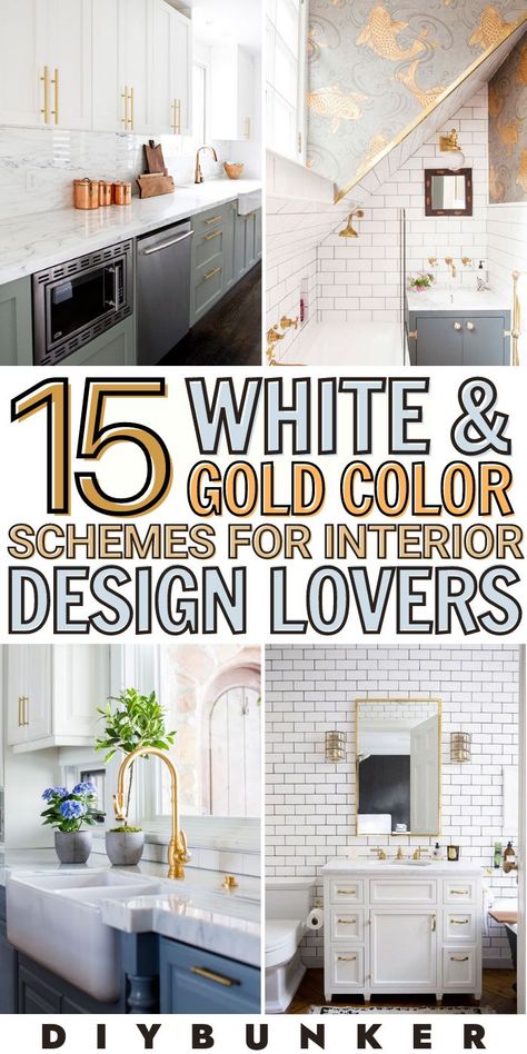 Black And White And Gold Bathroom, White And Gold House Interior, Gold And White Bathroom Decor Ideas, Black White And Gold Bathroom Ideas, Bathroom With Gold Hardware, White And Gold Interior Design, Gray And Gold Bathroom, Grey And Gold Bathroom, Gold Accent Bathroom