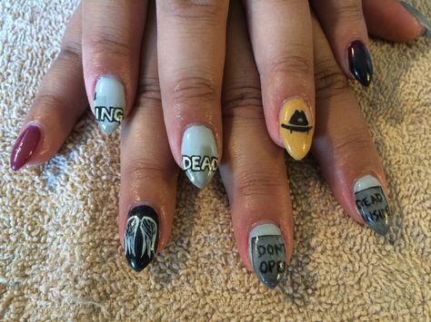 Walking dead nails Twd Nails, Walking Dead Nails, Dead Nails, Working Dead, Us Nails, Walking Dead, The Walking Dead, Nail Ideas, Walking