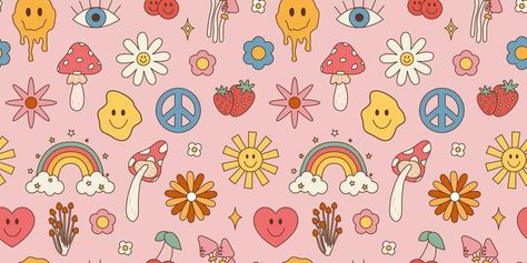 Creative Content by Daria Zagrebova Flowers Rainbow, Background Cartoon, Insta Captions, Cute Laptop Wallpaper, Style Background, Hippie Wallpaper, Cute Stationery, Facebook Cover Photos, Retro Flowers