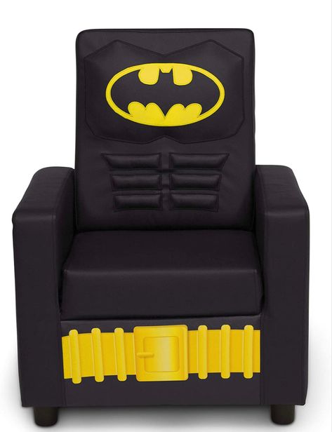 Batman Chair, Batman Themed Room, Batman Themed Bedroom, Batman Furniture, Batman Bedroom, Batman Room, Bat Logo, Comfy Place, Caped Crusader