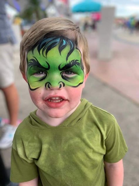 Teenage Mutant Ninja Turtles Face Paint, Beginner Face Paint, Face Paint Superhero, Avengers Face Paint, Hulk Face Paint Easy, Christian Face Painting, Face Paint For Boys, Facepainting Ideas Easy For Kids, Super Hero Face Paint