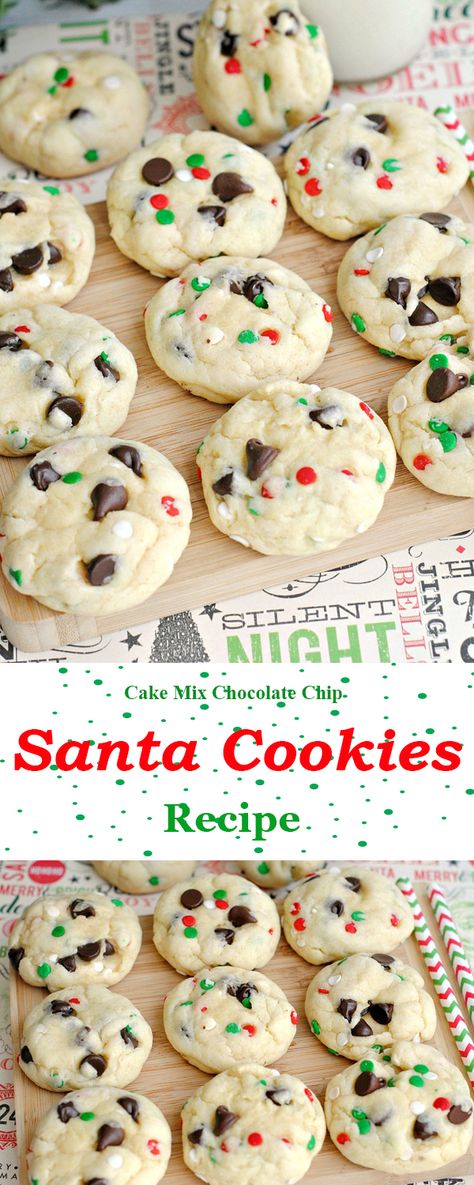 Get Ready to Make Santa Mix Chocolate Chip Cookies Santa Recipes, Christmas Chocolate Desserts, Santa Tray, Quick Cookies Recipes, Xmas Baking, Mix Chocolate, Cookie Recipes Unique, Cake Mixes, Bake Goods