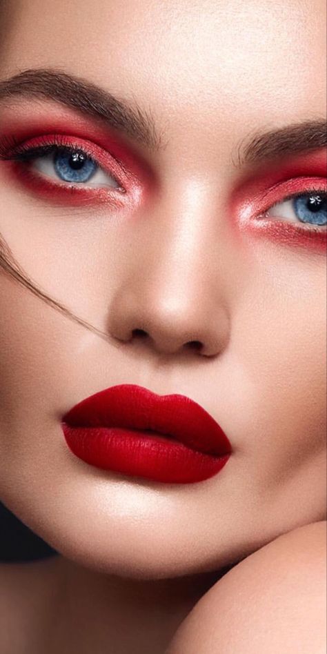 Tamara Williams, Girl Eye Makeup, Monochromatic Makeup, Monochrome Makeup, Best Red Lipstick, Perfect Red Lips, Red Lipstick Makeup, Happy Makeup, Eye Makeup Styles