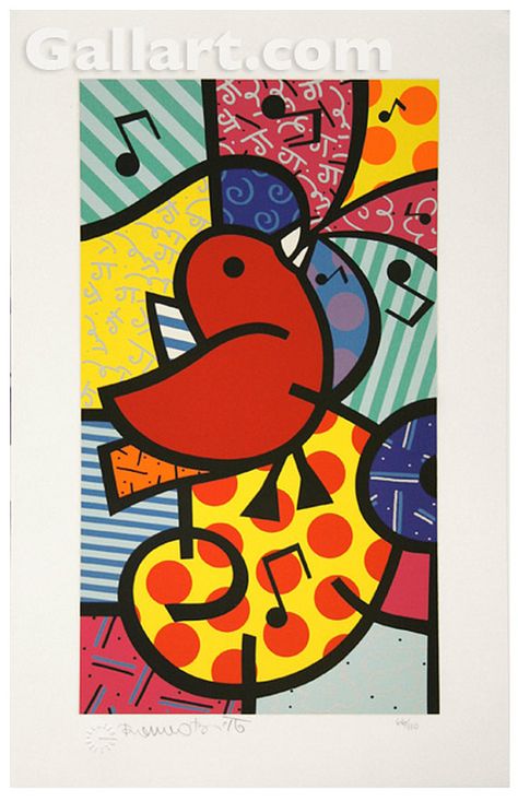 CRECIENDO FELICES: PÁJARO DE ROMERO BRITTO Romero Britto Art, Britto Art, Red Song, Naïve Artist, Stained Glass Quilt, Song Birds, 6th Grade Art, Modern Pop Art, Indie Art