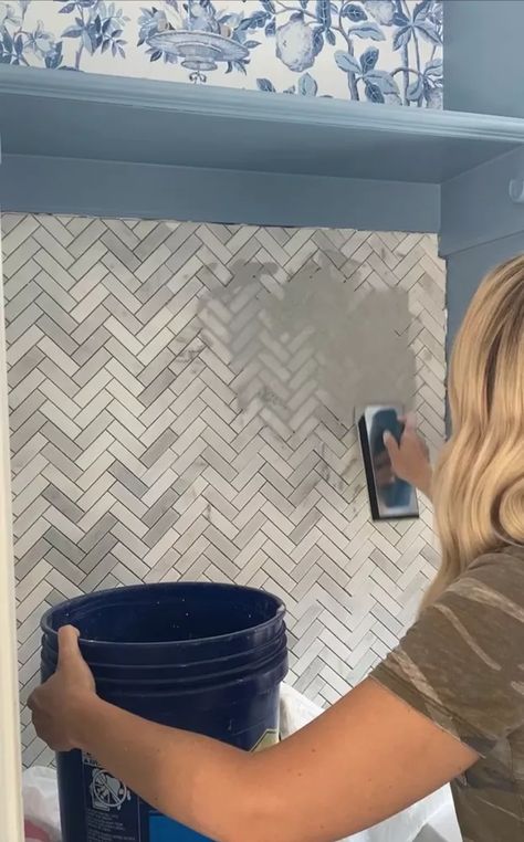 How To Do A Tile Backsplash, How To Install Mosaic Tile Backsplash, How To Lay Herringbone Tile Backsplash, How To Install Backsplash In Kitchen, How To Tile Backsplash, Install Tile Backsplash, Small Herringbone Backsplash, Tile Backsplash Diy, Chevron Backsplash