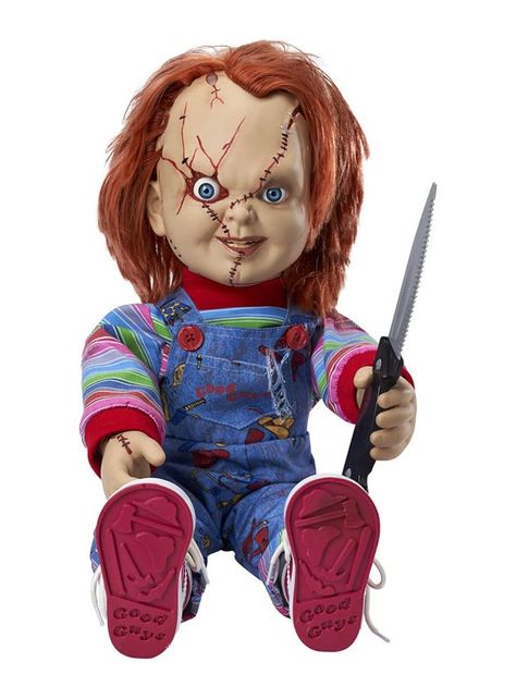 Spirit Halloween 2 Ft Talking Chucky Doll Decoration Chucky Doll, Bride Of Chucky, Halloween 2, Horror Movie, Spirit Halloween, Halloween