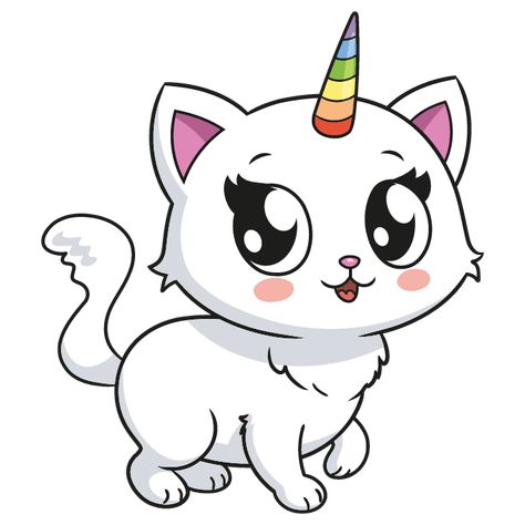 Complete Cute Unicorn Cat drawing Cartoon Unicorn Drawing Easy, Unicorn Cat Drawing, Cute Cupcake Drawing, Unicorn Art Drawing, Unicorn Kitty, Magical Sky, Cat Unicorn, Cat Outline, Cat Drawing Tutorial