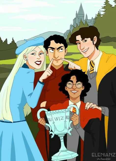 Triwizard Champions, The Triwizard Tournament, Triwizard Tournament, Harry Potter Feels, Harry Potter Artwork, Harry Potter Comics, Harry Potter Headcannons, Harry Potter Drawings, Harry James Potter