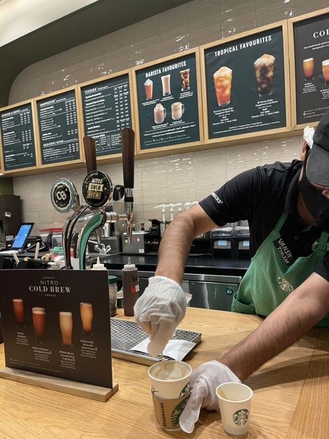 Work At Starbucks Aesthetic, Working Starbucks Aesthetic, Working In Starbucks Aesthetic, Starbucks Working Aesthetic, Working At A Job Aesthetic, Starbucks Work Aesthetic, Work Cafe Aesthetic, Coffee Shop Job Aesthetic, Work In Cafe Aesthetic