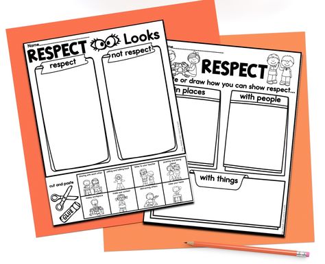 Respect For All Bulletin Board, Teaching Respect To Preschoolers, Respect Activities For Middle School, Respect Activities For Kindergarten, Respect Worksheets Printables, Respect Activities For Preschool, Week Of Respect Activities Elementary, Respect Crafts For Kids, Respect Anchor Chart