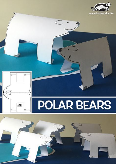 Watch video: printable templates: Watch video: How to make: see more: Beaver Scouts, Polar Bear Craft, Urs Polar, Polar Animals, Winter Kindergarten, Winter Preschool, Bear Crafts, Winter Crafts For Kids, Winter Animals