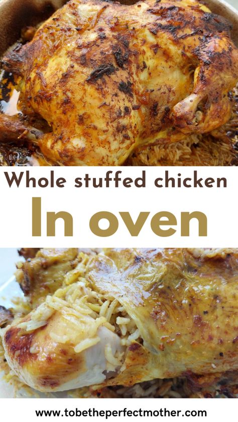 Oven Roasted Chicken Whole Stuffed, Stuffed Whole Chicken In The Oven, Whole Chicken Baked In Oven, Roasted Stuffed Chicken Whole, Stuffed Whole Chicken Recipes Baked, Stuffed Whole Chicken Recipes, Whole Stuffed Chicken, Stuffed Baked Chicken, Full Chicken Recipes