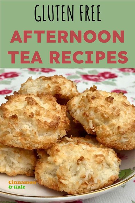 Plate of coconut macaroons Gluten Free Tea Party, Gluten Free Tea Party Food, Gluten Free Tea Sandwiches, Gluten Free High Tea, Tea Party Snacks, Tea Time Treats, Gluten Free Afternoon Tea, Low Fat Baking, Low Sugar Snacks