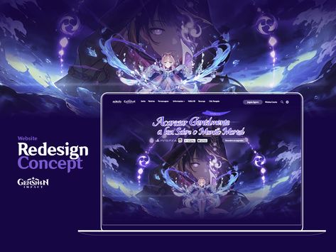 Genshin Impact Website Redesign on Behance Genshin Impact Graphic Design, Sci-fi Ui, Website Redesign, Affinity Designer, Website Layout, Interactive Design, Sci Fi, Branding, Graphic Design