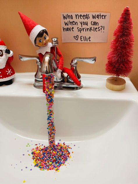 Elf On The Shelf Ideas With Sprinkles, Elf On The Shelf Sprinkle Ideas, Elf On The Shelf Ideas Sprinkles, Dinovember Ideas, Elf 2024, Elf Ideas Easy, Elf Magic, Awesome Elf On The Shelf Ideas, Elf Activities