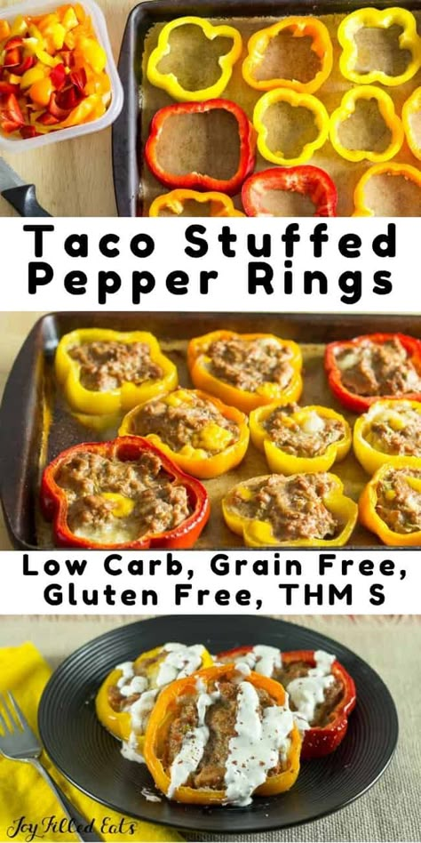 Meatloaf Low Carb, Dinner Bakes, Pepper Rings, Low Carb Grain, Taco Stuffed Peppers, Low Carb Tacos, Stuffed Pepper, Thm Recipes, Carb Free