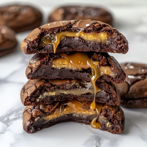 So, brace your taste buds for the heavenly cookie. These Salted Caramel Chocolate Cookies up the ante way more than a simple sweet treat: they are an explosion of flavors waiting to happen. Imagine rich, velvety chocolate dough oozing with caramel pockets and then a […] Cookie Recipes Gourmet, Chocolate Cookie Recipe, Salty Desserts, Peanut Butter Cup Cookies, Easy Bake, Gourmet Cookies, Salted Caramel Chocolate, Chocolate Cookie Recipes, Caramel Chocolate