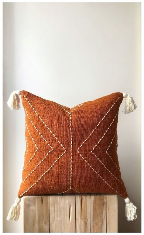 Burnt Orange Pillows, Tassel Pillow, Geek Decor, Cushion Cover Designs, Boho Throw Pillows, Boho Cushions, Boho Fabric, Orange Pillows, Diy Pillows