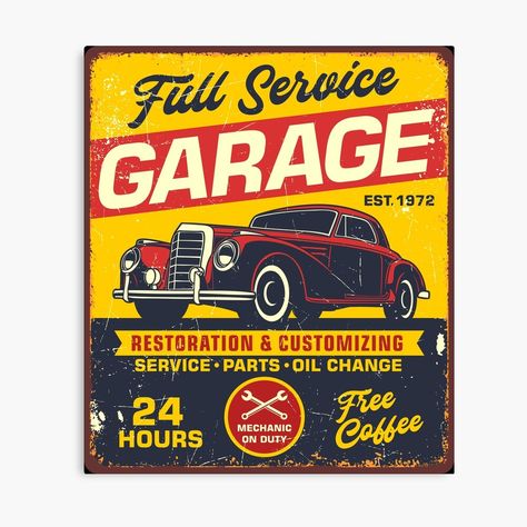 Promote | Redbubble Garage Signs, Car Themes, Funny Shirts For Men, Vinyl Signs, Vinyl Wall Stickers, Vintage Iron, Classic Cars Vintage, Wall Decal Sticker, Vinyl Wall Decals