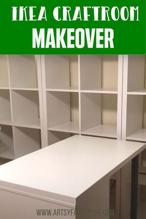 Kallax With Desk, Ikea Kallax Ideas Craft Room, Diy Ikea Alex Desk, Kallax Alex Desk, Kallax Lagkapten Desk Ideas, Billy Bookcase Craft Room, Kallax Craft Room Ideas, Kallax Ikea Craft Room, Ikea Kallax Craft Room