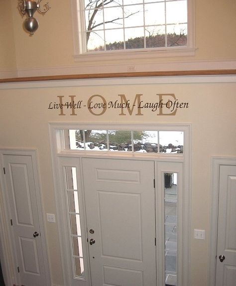 Over the door vinyl sayings | Above front door quote or verse with vinyl Idea not ... | For the Home Front Door Decor Inside, Above Front Door Decor, Over The Door Decor, Above Door Decor, Vinyl Sayings, Door Vinyl, Kitchen Vinyl, Vinyl Quotes, Elderly Home