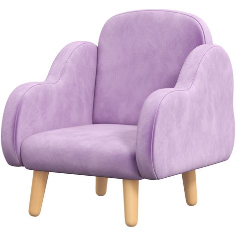 Delve into the depths of comfort with the adorable ZONEKIZ armchair. Covered in ultra soft and plush fabric, it's soft and cosy for a blissful sitting experience. Its cute cloud-like design inspires the imagination and invites creative play. Covered in supportive sponge, it keeps its shape well and offers ultimate snugness. It creates a personal oasis for children to read, snack, play games and watch their favourite shows. Fill their days with magic, cosiness and joy. Kawaii Gaming Chair Purple, Hand Shaped Chair Pink, Cute Sofa, Children Size Chair, Toddler Armchair, Fluffy Armchair For Kids Purple, Children Playroom, Purple Pouf For Kids, Shapes For Toddlers