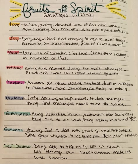 Christian Notes, Easy Bible Study, Teen Bible Study, The Fruits Of The Spirit, Journal Bible Quotes, Bible Journal Notebooks, Fruits Of The Spirit, Bible Study Topics, Study Resources