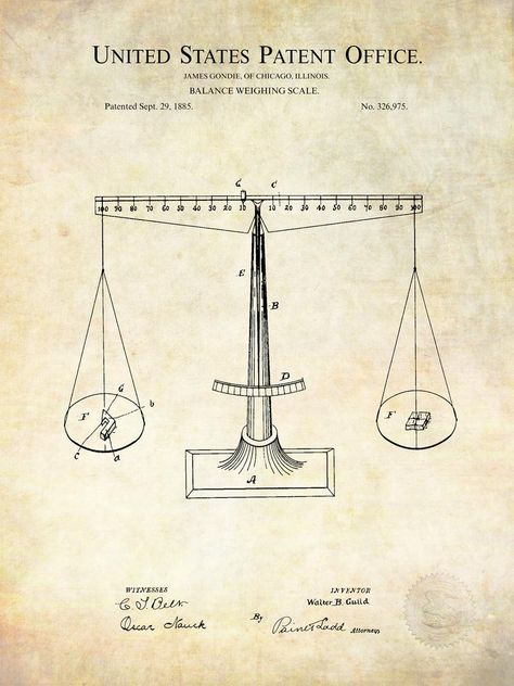 Attorney Office Decor, Legally Brunette, Justice Poster, Balancing Scale, Lawyer Office Decor, Law Office Decor, Patent Art Prints, Scales Of Justice, Vintage Scale