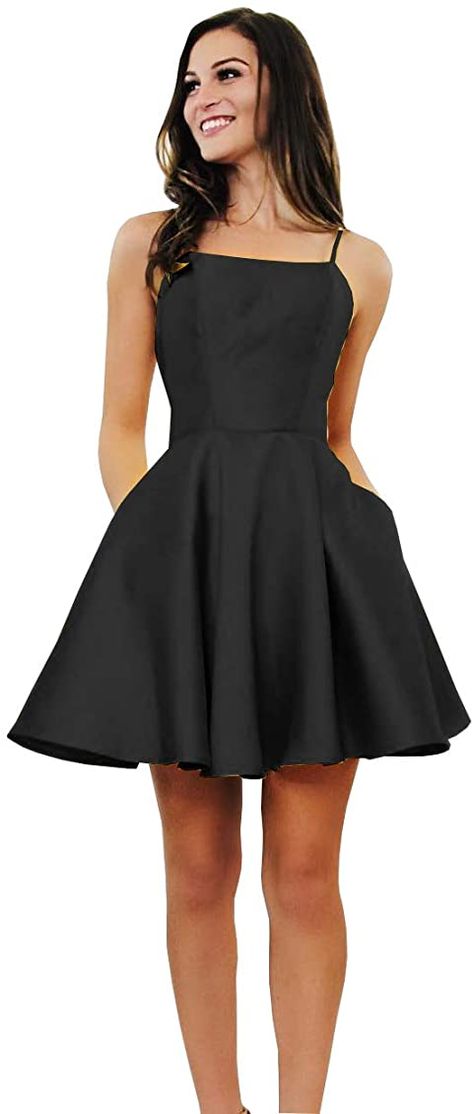 Homecoming Dresses Satin, Black Formal Dress Short, Homecoming Dresses Short Black, Elegant Homecoming Dresses, Black Prom Dress Short, Grad Dresses Short, Short Satin Dress, Bridesmaid Dresses Long Chiffon, Short Satin