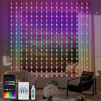 Rainbow Curtains, Fairy Light Curtain, Led Curtain Lights, Light App, Led Curtain, Fairy Lights Bedroom, Curtain String Lights, Indoor String Lights, Light Garland