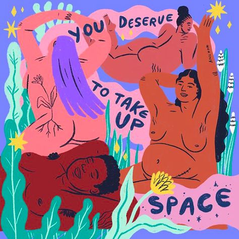 Ashley Lukashevsky, Moody Illustration, Fat Positive Art, Taking Up Space, Van Gogh Almond Blossom, Take Up Space, Positive Art, Dorm Posters, Lgbt Art