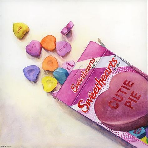 Candy Art Drawing, Candy Painting, Sweets Art, Childhood Art, Gcse Art Sketchbook, Candy Art, Sweet Art, Conversation Hearts, 3d Studio