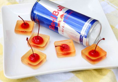 Redbull And Vodka Jello Shots | Community Post: 10 Creative Ways To Serve Jello Shots Cherry Shots, Shots Jello, Vodka Jello Shots, Vodka Redbull, Jello Shots Vodka, Vodka Red, Jello Recipe, Jelly Shots, Dessert Shots