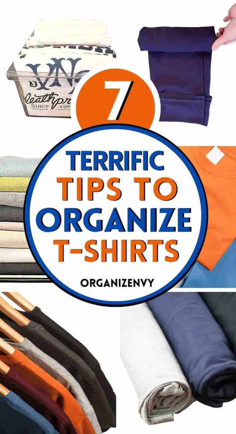 Organizing Tshirts Ideas, Organizing T Shirts, How To Hang T Shirts In Closet, Tee Shirt Organization, Organize T Shirts On Shelf, Organizing Tshirt, Shirt Storage Ideas, Tee Shirt Organization Ideas, Closet Tshirt Organization Ideas