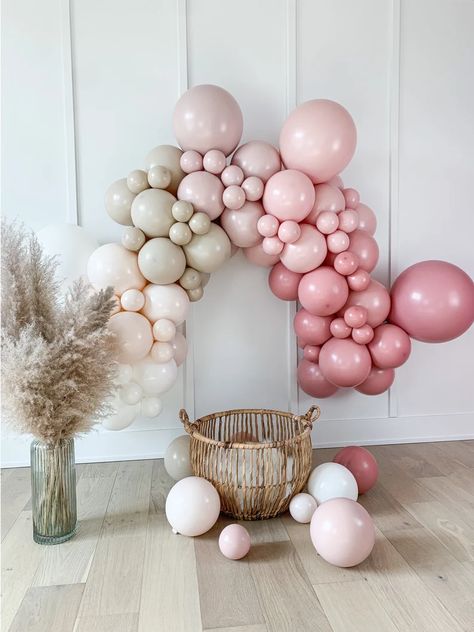 Dusky Pink Balloon Arch, Dusty Pink Balloon Garland, Matte Pastel Balloon Garland, 6 Ft Balloon Garland, Mauve Balloon Garland, 1st Birthday Balloon Decorations, Small Balloon Garland, Balloon Color Schemes, Mini Balloon Garland