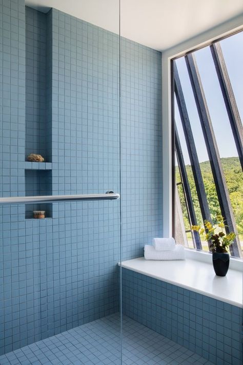 Blue Tiles Bathroom, Blue Mosaic Tile Bathroom, Blue Mosaic Bathroom, Boat Bathroom, Sheet Rock Walls, Mosaic Bathroom Tile, Blue Bathroom Tile, Blue Mosaic Tile, Agricultural Buildings