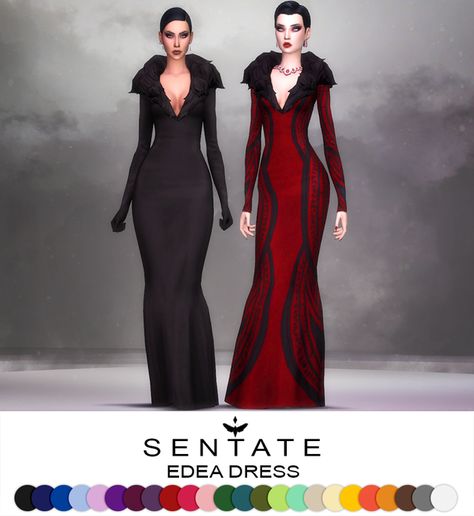 Edea Dress | Sentate on Patreon Sims 4 Vampire, Sims 4 Cc Goth, Sims 4 Wedding Dress, Vampire Dress, Sims 4 Mm Cc, Sims 4 Gameplay, Look Formal, Sims 4 Dresses, Sims 4 Characters