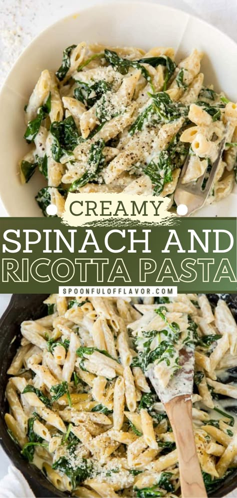 Spinach and Ricotta Pasta Spinach And Ricotta Pasta, Ricotta Spaghetti, Ricotta Pasta Recipes, Spinach Ricotta Pasta, Spinach Pasta Recipes, Spinach And Ricotta, Ricotta Recipes, Tortellini Salad, Spinach Ricotta