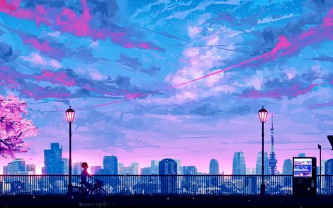 Aesthetic Computer Backgrounds, 1080 Wallpaper, Tower Wallpaper, Dual Screen Wallpaper, Cityscape Night, Skyscraper Building, Dual Monitor Wallpaper, Anime Landscape, Night Anime