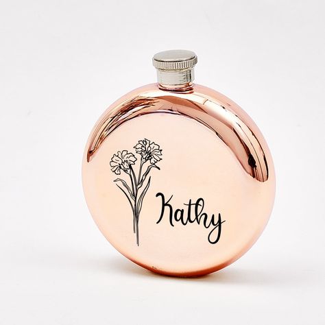 Personalized Name Flask with Birth Flower Custom Flask Gift for Bridesmaid Bachelorette Friends https://digivirt.co/products/personalized-name-flask-with-birth-flower-custom-flask-gift-for-bridesmaid-bachelorette-friends-1 DigiVirt #Hot Bridesmaid Bachelorette, Custom Flask, Flask Gift, Capture Memories, Precious Memories, Birth Flower, Birth Flowers, Engagement Party, Custom Name