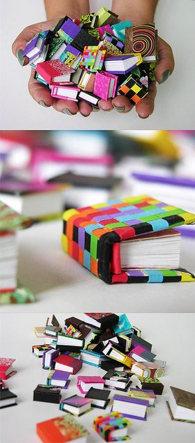 Mini handmade ribbon books. Freaking cute I love things that are smaller than they should be!! Mini Choses, Mini Craft, Barbie House, Miniature Crafts, Miniature Books, Mini Things, Cool Ideas, Handmade Books, Kirigami