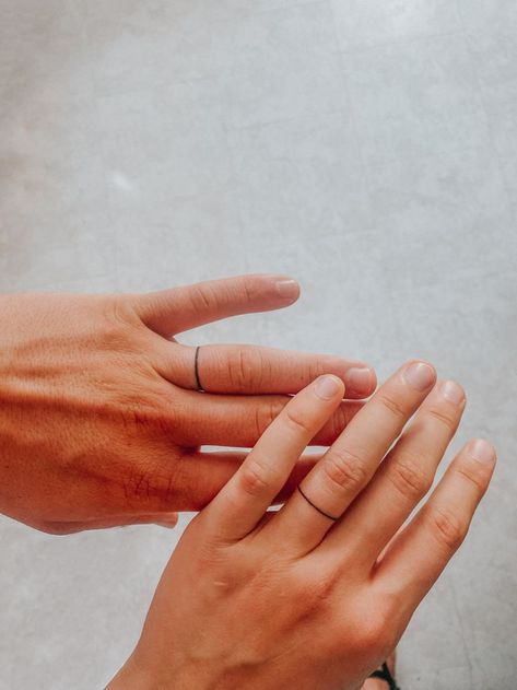 Wedding Band Tattoos, Minimal Wedding Band, Canadian Tattoo, Simple Minimalist Wedding, Minimalist Wedding Band, Wedding Band Tattoo, Tattoo Couple, Band Tattoos, Ring Tattoos