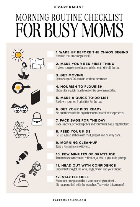 Busy moms, start your day right with this quick morning routine checklist—because a great day begins with a great plan! ☀️💪 #MomLife #MorningRoutine Morning Routine For Moms Who Work, New Mom Routine, Mommy Morning Routine, Morning Routine For Working Moms, Single Mom Morning Routine, Morning Routine List, Morning Cleaning Routine, Monday Morning Routine, Mom Morning Routine