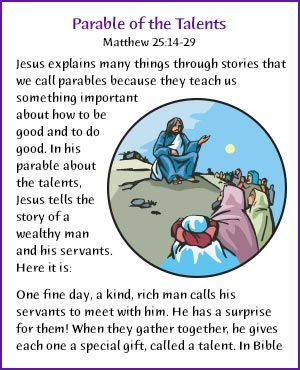 Bible Parables, Parable Of The Talents, Kids Church Lessons, Preschool Bible Lessons, English Stories For Kids, Bible Activities For Kids, Preschool Bible, Study Notebook, Bible Stories For Kids