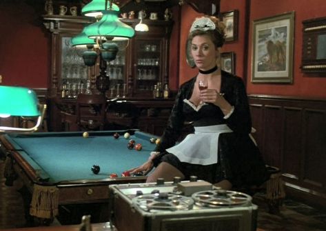 Ms Scarlett Clue Costume, Cluedo Aesthetic, Yvette Clue, Clue Mansion, Clue Aesthetic, Letterboxd Profile, Clue Play, Clue Movie, Colleen Camp