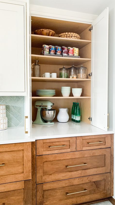 Kitchen Aid Mixer Cabinet, Bakers Cabinet In Kitchen, On Counter Cabinet, Kitchen Aid Storage, Larder Cabinet, Kitchen Countertop Cabinet, Bakers Cabinet, Lux Kitchen, Hide Appliances